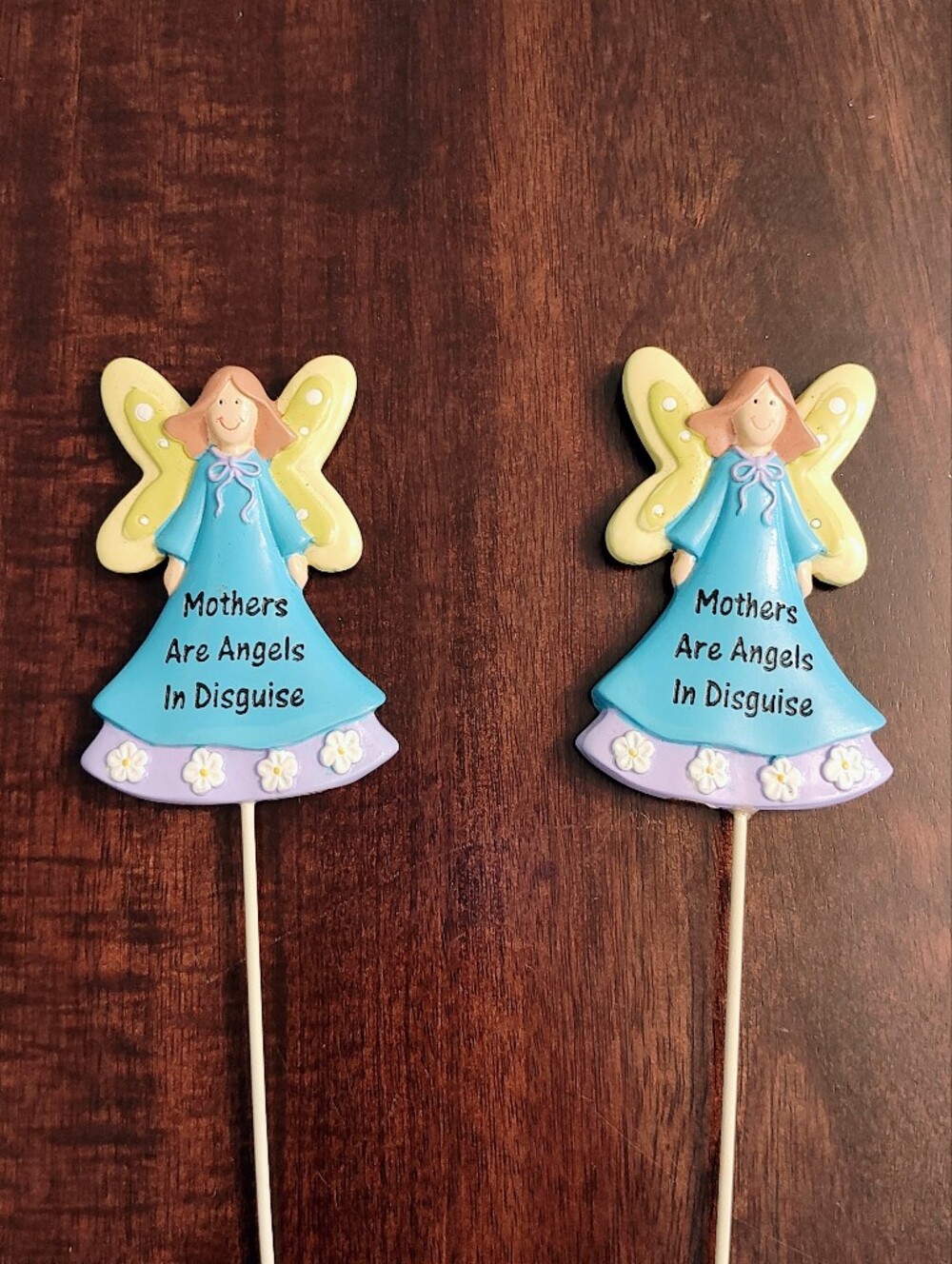 Blue and Yellow Angel Party Picks - Mothers Are Angels In Disguise